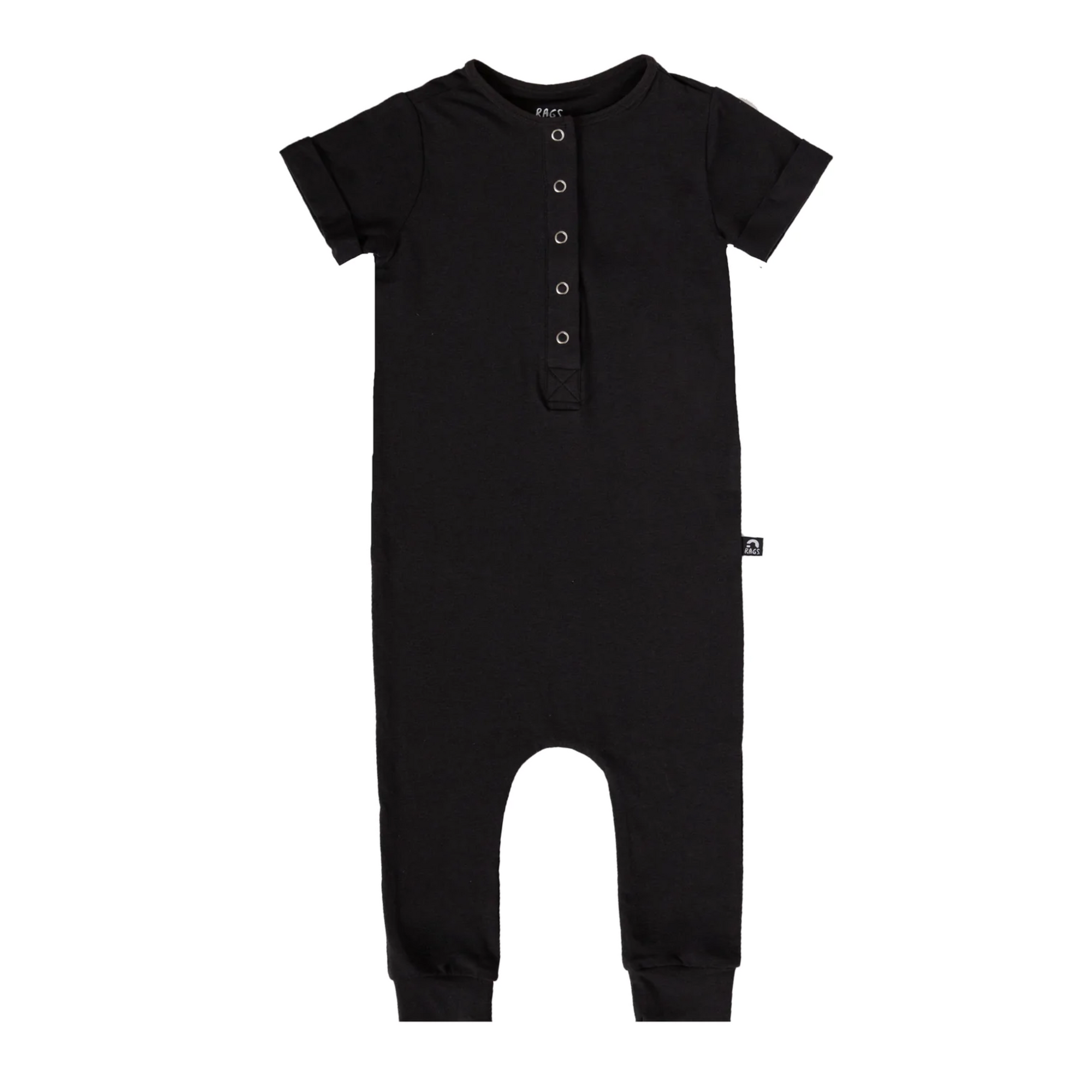 Short Sleeve Henley Essentials Rag Romper- Multiple Colors