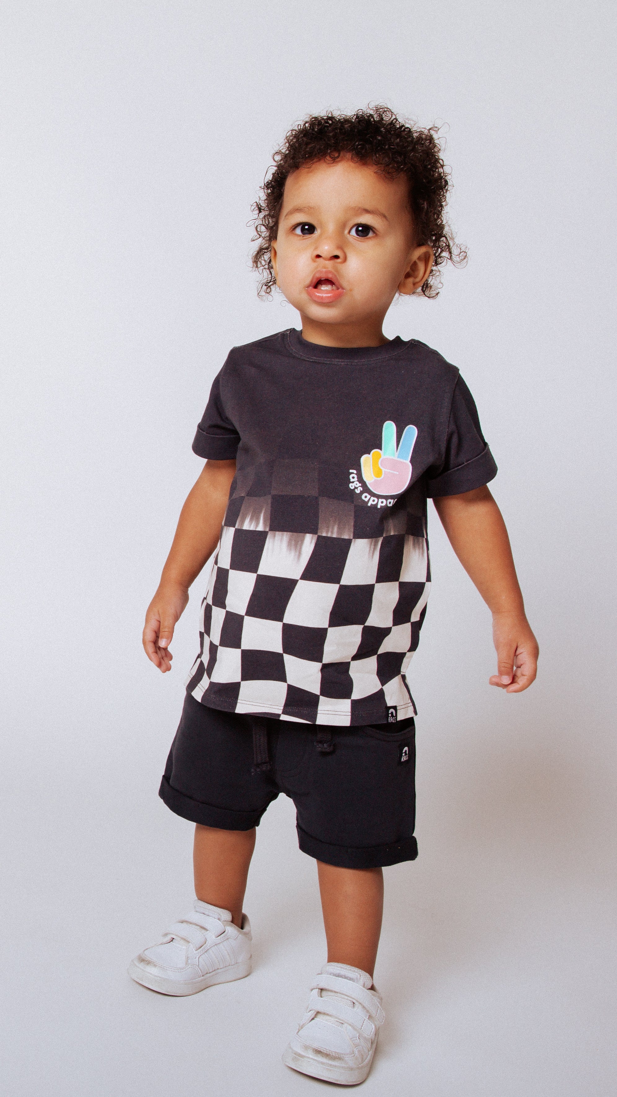 Short Rolled Sleeve Kids Tee- 'Check Your Groove'