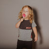 Short Sleeve Peek Pocket Rag Romper- XOXO- Black & White Pinstripe
