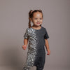 Short Sleeve Hip Pocket Rag Romper- Wild Child- Leopard Dip Dye