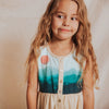 Sleeveless Button Placket Dress- 'Mountainscape'