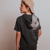 Drop Shoulder Hooded Kids Tee - 'Black Marble Dip Dye'